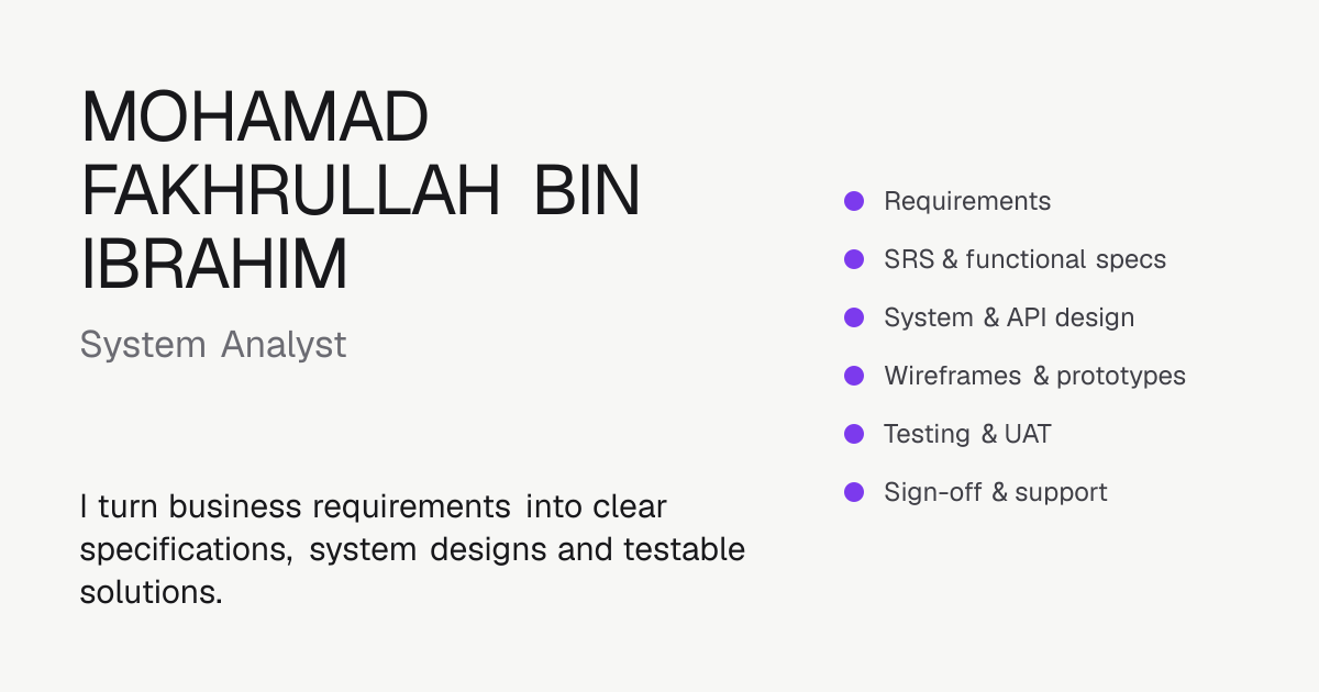 Mohamad Fakhrullah bin Ibrahim | System Analyst